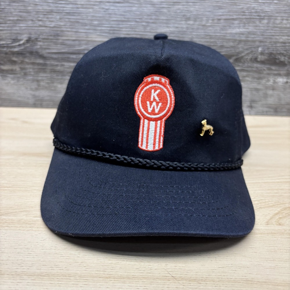Kenworth KC Hat Cap Snap Back Mens One Size Black Dog Pin Truck Rope Logo